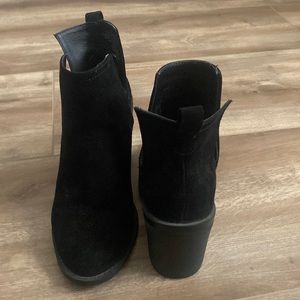 Black Suede Slit Ankle Boots